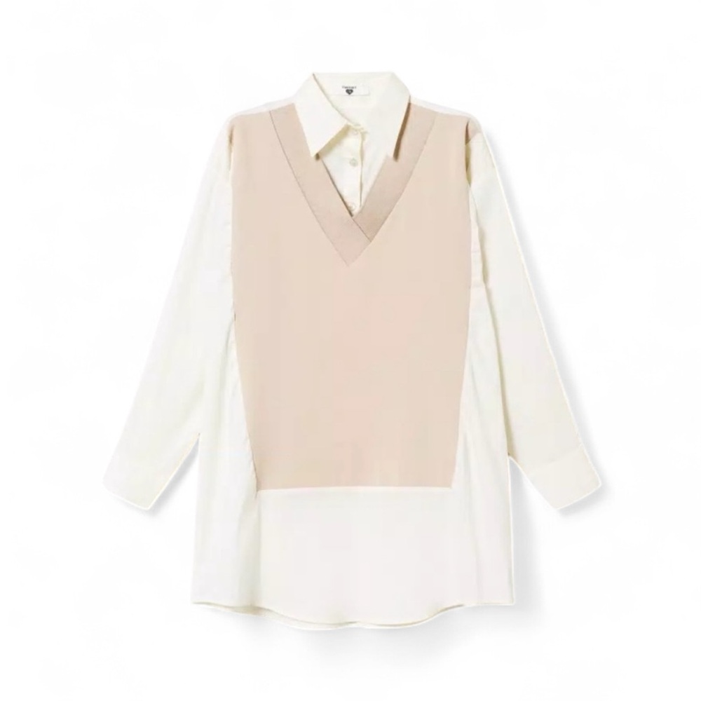 TwinSet Set: Plush Fabric Joggers Pants & Poplin Maxi Shirt Long Sleeve
